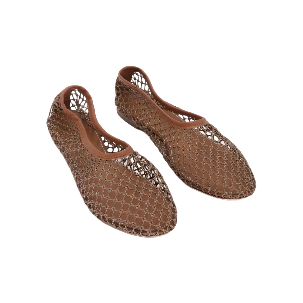 STAUD Alba Ballet Flat Tann Netting Brown Womens Size 9.5
